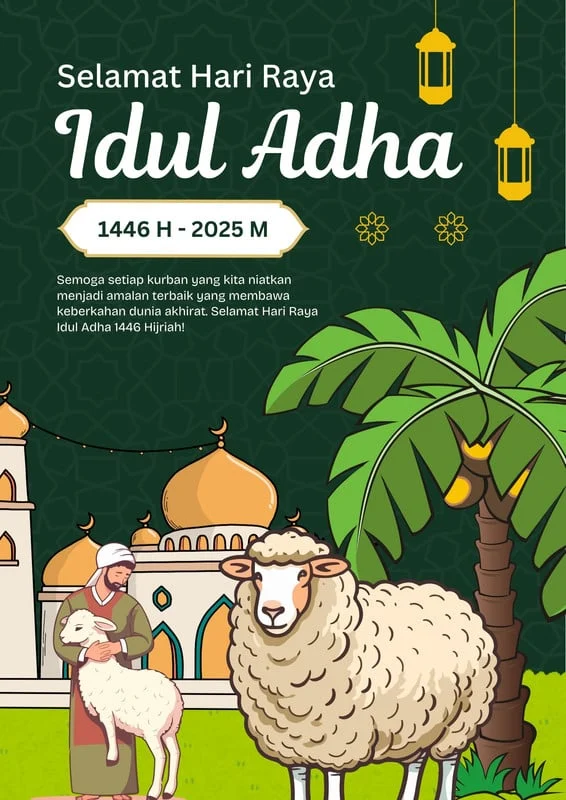 Poster Idul Adha 2026 dengan Warna Islami Elegan, Tambahkan Sentuhan Pribadi pada Perayaan
